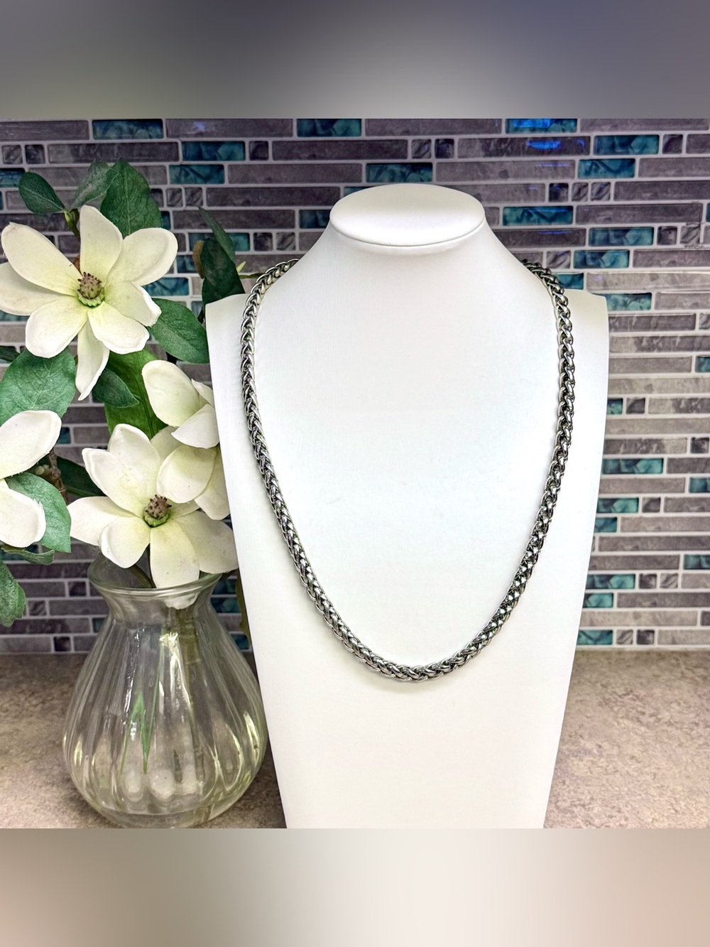Vintage Byzantine style wheat chain necklace